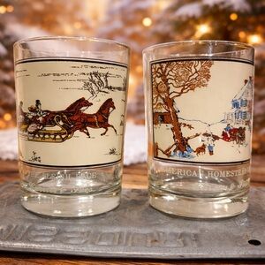 Currier & Ives Vintage Print Winter Scene Sleigh Ride Americana Art Scotch Ice